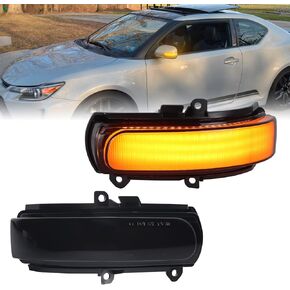 Smoked Lens Dynamic Sequential Amber Led Side Mirror Turn Signal Lights for 2011-2016 Scion tC, 2008-2015 Scion xB Side Mirror Marker Indicator Blinkers