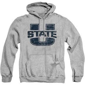 Utah State University Official Distressed Primary Unisex Adult Pull-Over Hoodie
