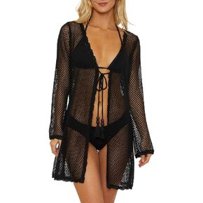 Isabella Rose womens Amalfi Tie Front Kimono, Casual, Beach Cover Ups for Women