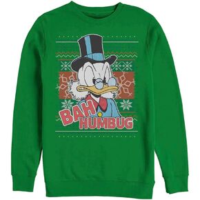 Disney Duck Tales Bah Humbug Scroog Mens Pullover Crew Fleece