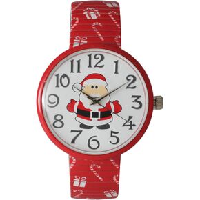 Christmas Stretch Watch with Special Design on Band (Santa Claus Red)