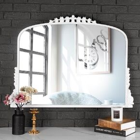 SHYFOY Antique Gold Wall Mirror Baroque Vintage Mirrors for Wall, Decorative Wall Mirror Ornate Arch Mantel Mirror for Living Room Entryway Powder Room Traditional Wall Decor, 31.5'" X 23.6''