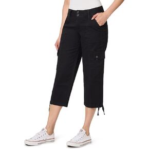WallFlower Women's Luscious Curvy 22" Straight Cargo Twill Crop Mid Rise Insta Stretch Juniors