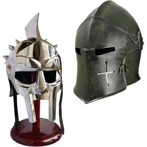 خوذة AnNafi® Gladiator Maximus Arena | خوذة رجالي يمكن ارتداؤها في العصور الوسطى بالحجم الكامل + خوذة باربوتا خوذة فارس تمبلر الصليبية in Kuwait