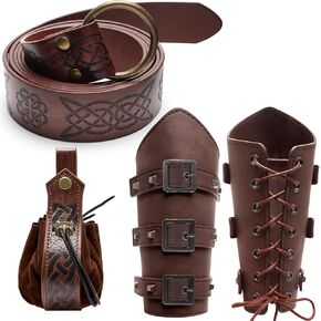 Renaissance Accessories, Renaissance Belt Viking Leather Buckle Bracers Medieval Belt Pouch for Costume Ren Fair