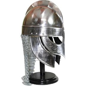 WAIZ Viking Wolf Armor Helmet Silver Finish | Medieval Helmets Metal Knight Helmets | Wearable for Adult | Medieval Costumes Chainmail | Helm Armor SCA LARP Replica Costume