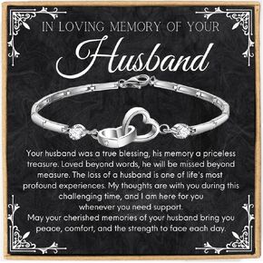Husband Sympathy Gifts for Women, Loss of Husband In Loving Memory of your Husband Bracelet Message Card Gifts, Husband Memorial Bereavement Condolence Funeral Gifts for loss of Husband Remembrance