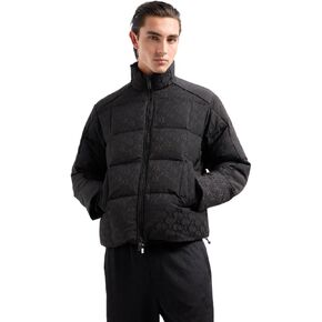 Armani Exchange Men's All Over Monogram Zip Up Quilted Jacket