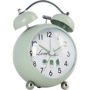 Vintage Alarm Clock, Non Ticking, Silent Bedside Clock with Two Bells Loud Alarm for Heavy Sleepers, Small Retro Clock for Decor and Gifts, Battery Opreated Quartz Clock, Gold
