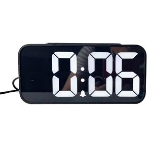Square LED Single Alarm Clock with Snooze Function for Bedroom, Clear LED Display, Dimmer and Volume Knob, Easy to Set, with USB Port