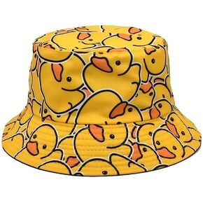 Reversible Yellow Duck Fisherman Bucket Hat, Lightweight, for Travel, Beach, Outdoor Activities and More