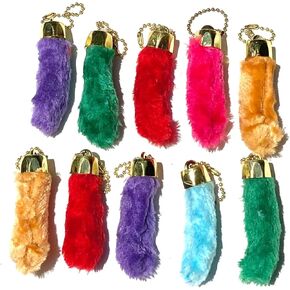 Dangerous Threads Artificial Rabbit Rabbits Foot Keychain, Assorted Brilliant Colors,10 Pieces