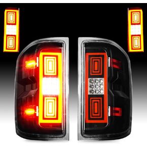 LED Tail Lights Assembly Fit for 2014-2018 Chevy Silverado 1500 2500 HD 3500 HD, 2015-2018 GMC Sierra 3500 HD with Dual Wheel Pickup (Not Fit Factory LED Version), Chrome Housing Smoke Lens