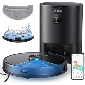 Laresar Robot Vacuum and Mop Combo, 3 in 1 Robotic Vacuum with 3.5L Self Emptying Station, Equipped with Lidar Navigation,Smart App Control, for Pet Hair/Floors/Carpets, L6 Pro, Black