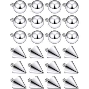 Lcolyoli 16G Internally Threaded Replacement Balls for Lip Labret Medusa Piercing Jewelry Stainless Steel Conch Piercing Jewelry Monroe Lip Rings Different Size Cartilage Tragus Nail Helix Earring Stud