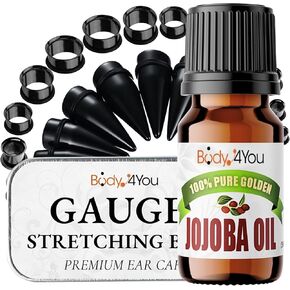 BodyJ4You 38PC Big Gauges Piercing Kit | Aftercare Saline Spray Bump Treatment | Ear Lobe Stretching Set | Single Flare Tunnel Plugs Expander Tapers | 00G-25mm | Acrylic Steel Body Jewelry