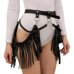 Women Punk Tassel Belt Leather Body Harness Waist Chain Gothic Caged Belt Rave Party Nightclub Costume