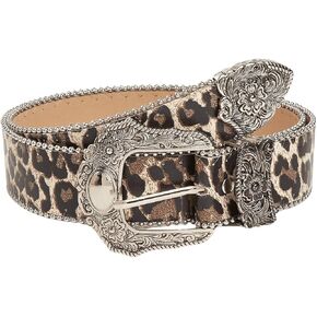 SHENHE Women's Leopard Belt PU Leather Waist Buckle Belts for Pants Jeans Dresses