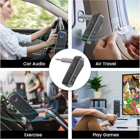 AMANKA Bluetooth Transmitter for TV Audio Bluetooth Adapter for Stereo Receiver Bluetooth Transmitter Receiver 2 in 1 Aux Bluetooth Adapter Low Latency for TV Laptop PC Wireless Headphones Speakers in Kuwait