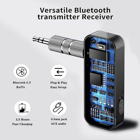 AMANKA Bluetooth Transmitter for TV Audio Bluetooth Adapter for Stereo Receiver Bluetooth Transmitter Receiver 2 in 1 Aux Bluetooth Adapter Low Latency for TV Laptop PC Wireless Headphones Speakers in Kuwait