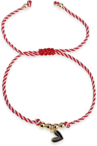 Evil Eye Heart Beaded Charm Bracelets for Women, Cute Handmade Beads Adjustable Red Rope Bracelet Friendship Holiday Jewelry Gift in Kuwait