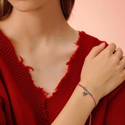 Evil Eye Heart Beaded Charm Bracelets for Women, Cute Handmade Beads Adjustable Red Rope Bracelet Friendship Holiday Jewelry Gift in Kuwait