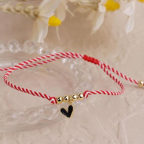 Evil Eye Heart Beaded Charm Bracelets for Women, Cute Handmade Beads Adjustable Red Rope Bracelet Friendship Holiday Jewelry Gift in Kuwait