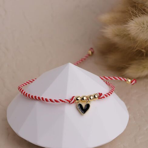 Evil Eye Heart Beaded Charm Bracelets for Women, Cute Handmade Beads Adjustable Red Rope Bracelet Friendship Holiday Jewelry Gift in Kuwait