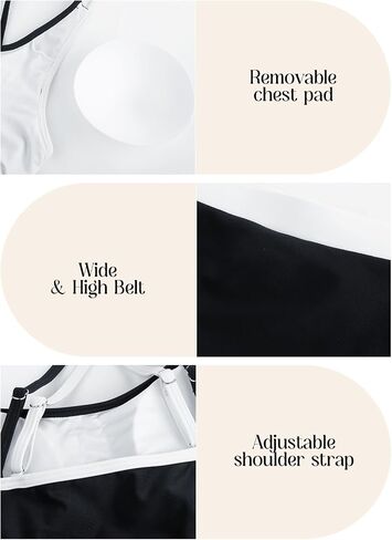 Kate Kasin Women High Waisted Bikini Set Color Block Swimsuits 2 Piece Sporty Tummy Control Bathing Suits in Saudi Arabia