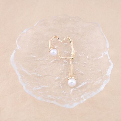 Punk Irregular Ear Cuff Earrings Gold Pearl Cuff Wrap Earrings Pearl Cartilage Cuff Earrings White Pearl Crawler Cuff Earrings Pearl Bead Earrings No Piercing Earrings Jewelry for Women in Kuwait