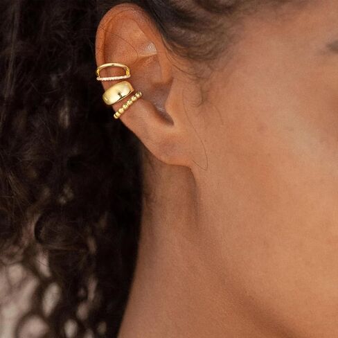Ear Cuffs Non Piercing Chunky Ear Cuff Earrings for Women Trendy Stuff Gold Fake Earrings Non Pierced Clip on Cartilage Earring Set Jewelry Stocking Stuffers for Women in Saudi Arabia