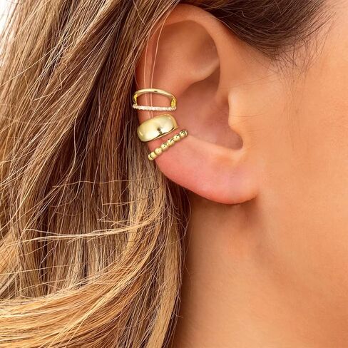 Ear Cuffs Non Piercing Chunky Ear Cuff Earrings for Women Trendy Stuff Gold Fake Earrings Non Pierced Clip on Cartilage Earring Set Jewelry Stocking Stuffers for Women in Saudi Arabia