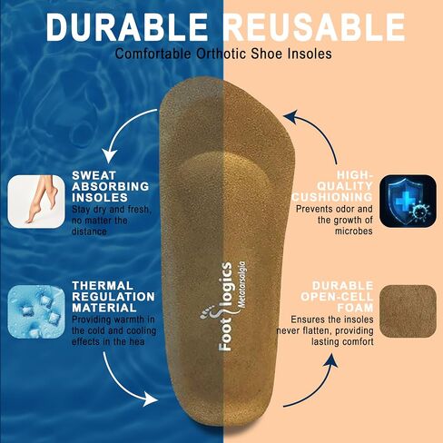 3/4 Length Orthotic Shoe Insoles with Built-in Raise for Ball of Foot Pain, Morton’s Neuroma, Flat Feet - Metatarsalgia (S (Men's 6-7.5, Women's 7.5-9)) in Saudi Arabia