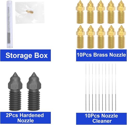 IdeaFormer 22Pcs 0.4mm Nozzle Kits for Elegoo Neptune 4 Plus/Neptune 4 Max, 10Pcs Brass Nozzles+2Pcs Hardened Steel Nozzles+10Pcs Nozzle Cleaning Needles Extruder Hotend Nozzle for Neptune 4 Plus/Max in Saudi Arabia