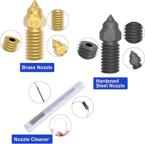 IdeaFormer 22Pcs 0.4mm Nozzle Kits for Elegoo Neptune 4 Plus/Neptune 4 Max, 10Pcs Brass Nozzles+2Pcs Hardened Steel Nozzles+10Pcs Nozzle Cleaning Needles Extruder Hotend Nozzle for Neptune 4 Plus/Max in Saudi Arabia