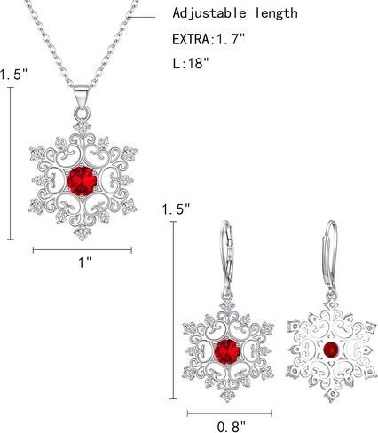 EleQueen Women's Winter Snowflake Jewelry Set Cubic Zirconia Snowflake Flower Pendant Necklace Leverback Dangle Earrings in Saudi Arabia