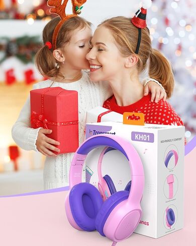 Tronsmart Kids Headphones KH01 Foldable Safety Volume 85/93dB Over-Ear Girls Boys Headphones for Kid HD Stereo 3.5mm Jack Wired Kids Headphones for Boys/Girls/School/Kindle/Travel/Tablets (Pink) in Kuwait