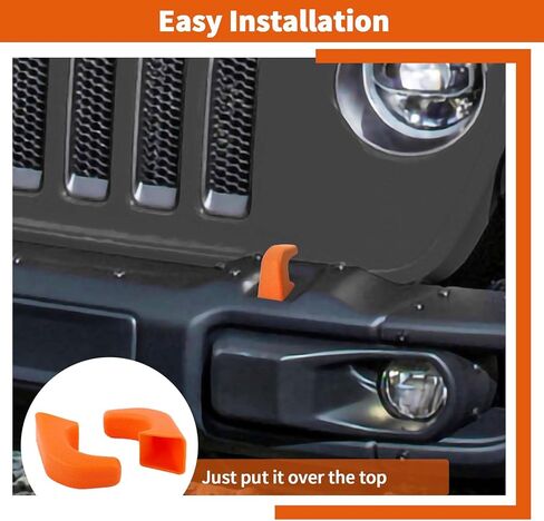 أغطية خطافات سحب ممتصة للصدمات قطعتان متوافقة مع 2007-2018 Jeep Wrangler JK JKU/لـ 2018-2025 JL JLU وJeep Gladiator JT الملحقات الخارجية (أحمر) in Kuwait
