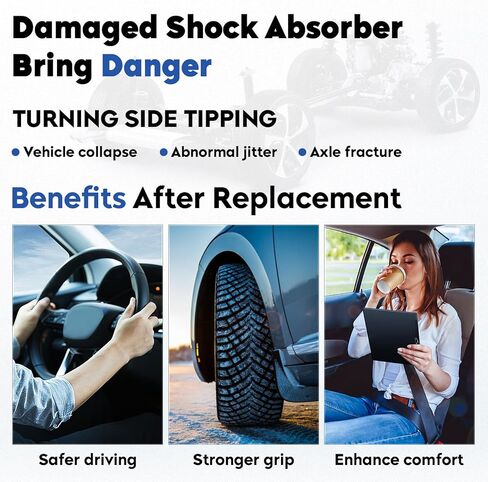 الدعامات الأمامية لامتصاص الصدمات ووصلات نهاية قضبان التأرجح المتوافقة مع 2009-2013 Toyota Corolla/Matrix، 2009-2010 Pontiac Vibe، استبدال لـ 832598 K90433 (4 قطع) in Kuwait