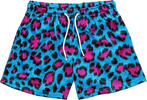 MECH-ENG Men's Casual Graphic Shorts Leopard Print Drawstring Running Gym Lightweight Athletic Shorts in Kuwait