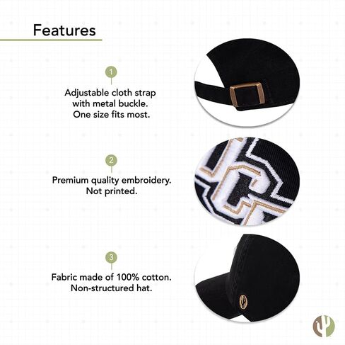Desert Cactus University of Central Florida Baseball Hat Knights UCF Brimmed Embroirderd Hats Cap Adjustable Cloth Strap Adult (Style B) Black in Saudi Arabia