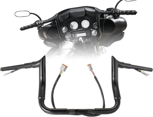 مقود انزلاقي للشارع مقاس 12 بوصة ارتفاع 1.5 بوصة من Fat Meathook Ape Hangers لـ 1996-2006 Harley Electra Glide/Street Glide (أسود) in Kuwait