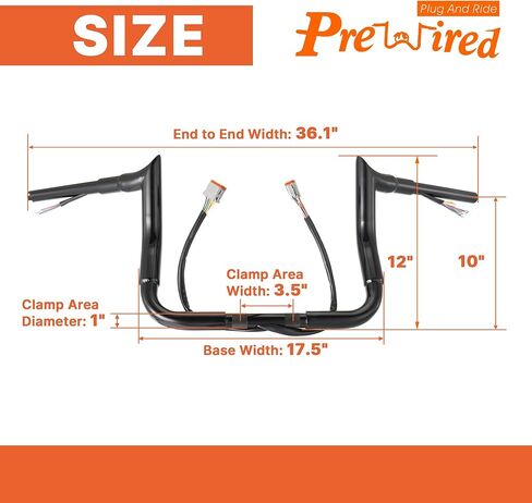 مقود انزلاقي للشارع مقاس 12 بوصة ارتفاع 1.5 بوصة من Fat Meathook Ape Hangers لـ 1996-2006 Harley Electra Glide/Street Glide (أسود) in Kuwait