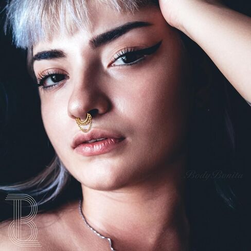 BodyBonita 16G Septum Rings Clicker - 316L Stainless Steel Hinged Hoop Nose Rings for Women Dangle Earrings Hoop Cartilage Conch Piercing Jewelry Tragus Daith Helix 14k Gold Plated/Silver 8mm 10mm in Saudi Arabia
