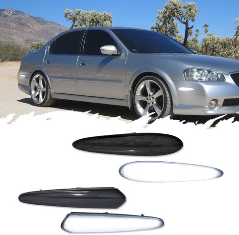 For 2000 2003 Nissan Maxima Front Rear Bumper side marker lights Smoked lens White Led in Kuwait