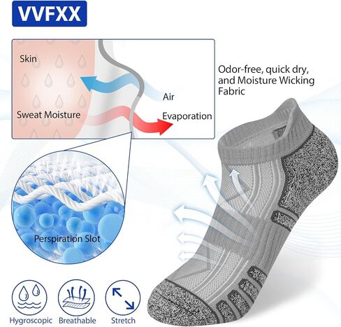 Men's Ankle Athletic Running Socks Cushioned Breathable Low Cut Socks for Men, Cotton Sports Short Socks 6 Pairs in Saudi Arabia