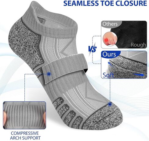 Men's Ankle Athletic Running Socks Cushioned Breathable Low Cut Socks for Men, Cotton Sports Short Socks 6 Pairs in Saudi Arabia