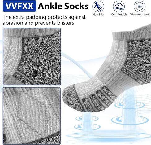 Men's Ankle Athletic Running Socks Cushioned Breathable Low Cut Socks for Men, Cotton Sports Short Socks 6 Pairs in Saudi Arabia
