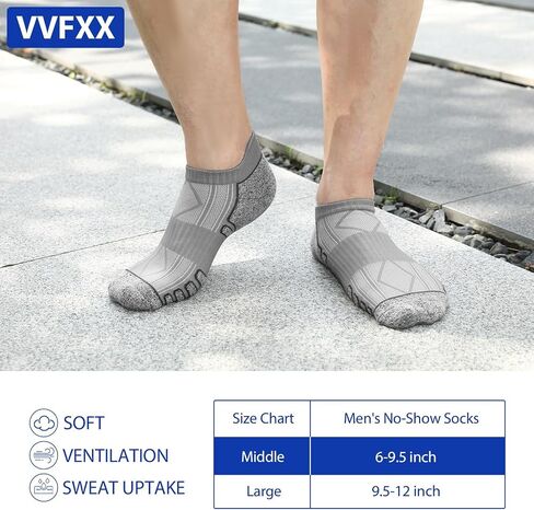 Men's Ankle Athletic Running Socks Cushioned Breathable Low Cut Socks for Men, Cotton Sports Short Socks 6 Pairs in Saudi Arabia