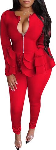 Tbahhir Women's 2 Piece Fall Outfit Business Suit Long Sleeve Solid Blazer with Pants Elegant Sets in Saudi Arabia